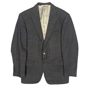 Samuelsohn Blazer Check Wool Sport Coat Canada Grey / Blue 40R